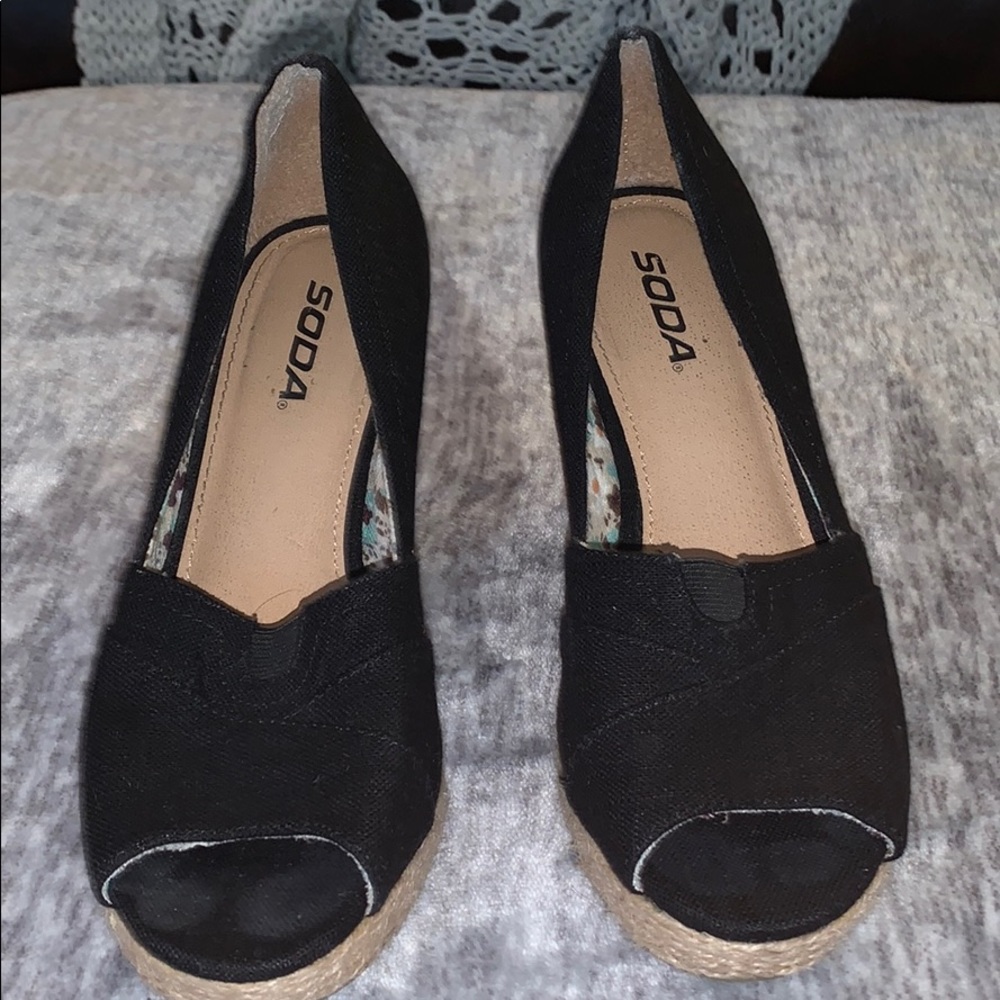 Soda Peep Toe Wedges Size 8